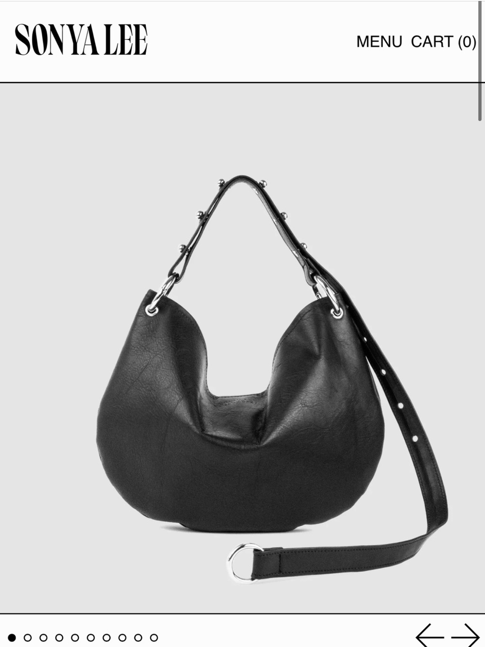 Black Crescent Hobo Shoulder Bag with Adjustable Strap